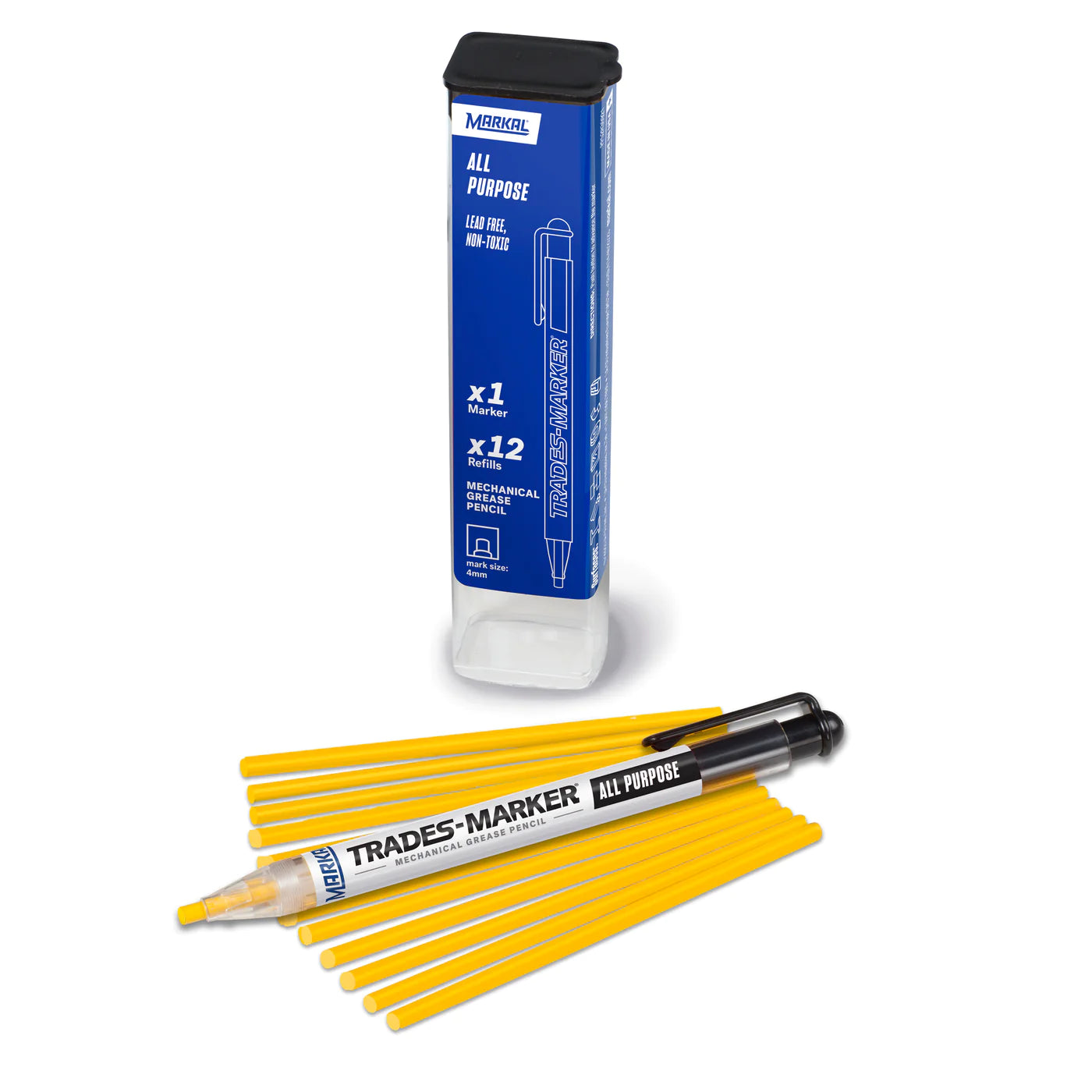 Markal Trades-Marker All Purpose - Trades-Marker & 12 Refills Mini Pack