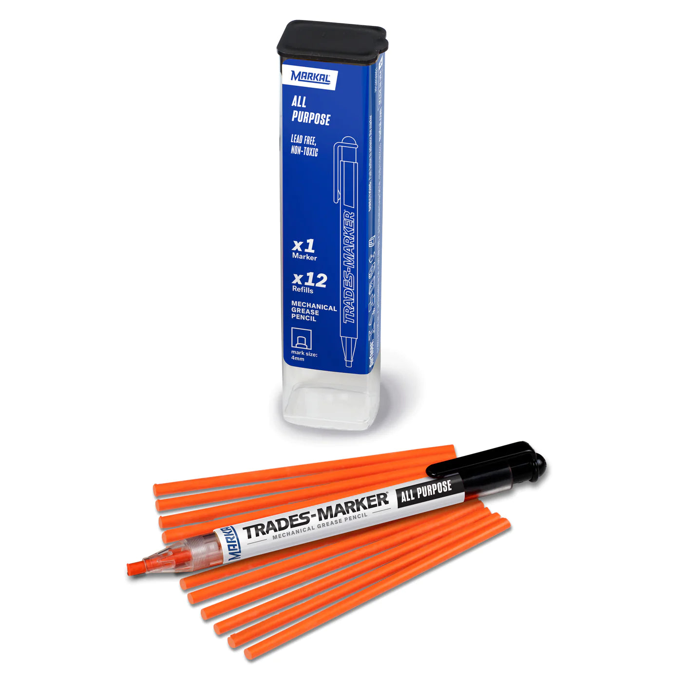 Markal Trades-Marker All Purpose - Trades-Marker & 12 Refills Mini Pack